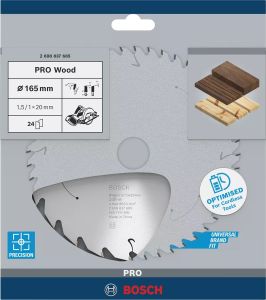 BOSCH 160x20x1,5 mm 24 Diş PRO Wood Ahşap Elmas Daire Testere Bıçağı